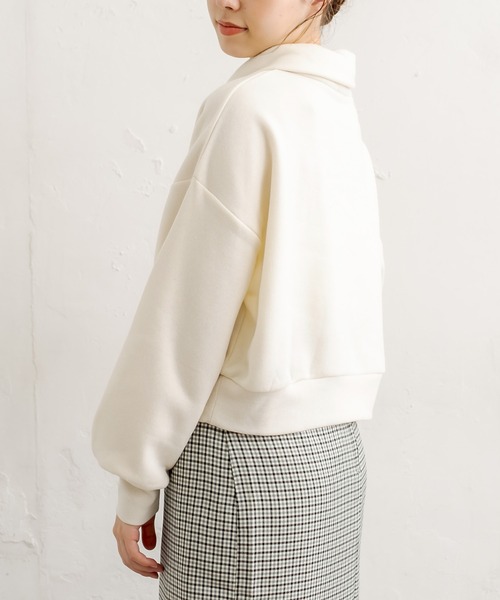 OLIVE des OLIVE(オリーブデオリーブ)の「zipショートプルオーバー(スウェット・レディース・ライトグレー/ブラック/アイボリー/ラベンダー・FREE)」の9枚目の写真