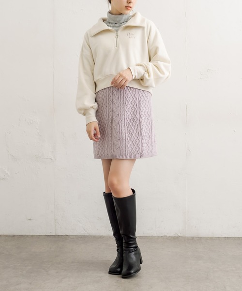 OLIVE des OLIVE(オリーブデオリーブ)の「zipショートプルオーバー(スウェット・レディース・ライトグレー/ブラック/アイボリー/ラベンダー・FREE)」の12枚目の写真