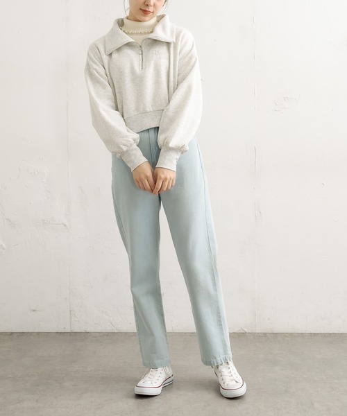 OLIVE des OLIVE(オリーブデオリーブ)の「zipショートプルオーバー(スウェット・レディース・ライトグレー/ブラック/アイボリー/ラベンダー・FREE)」の14枚目の写真