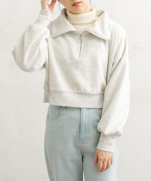 OLIVE des OLIVE(オリーブデオリーブ)の「zipショートプルオーバー(スウェット・レディース・ライトグレー/ブラック/アイボリー/ラベンダー・FREE)」の17枚目の写真