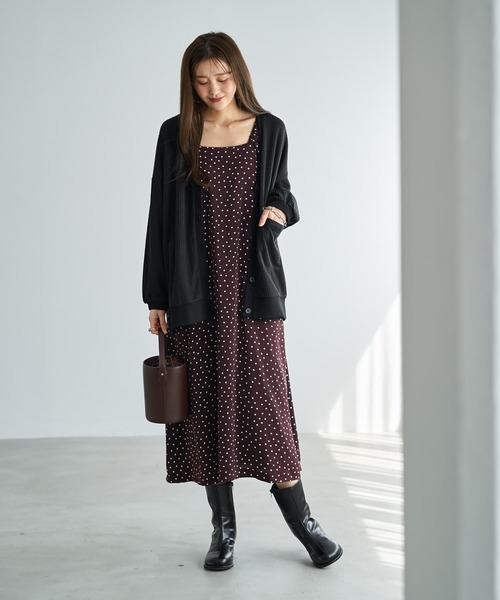 ドット柄スクエアネックワンピ―ス（ワンピース）｜STYLE DELI