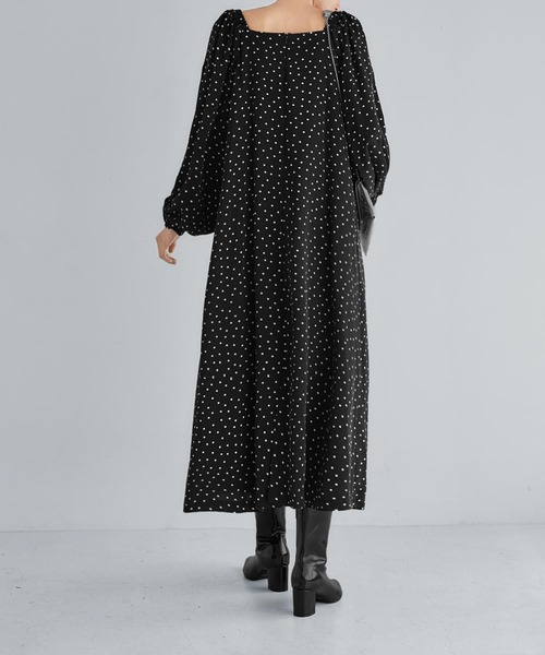 ドット柄スクエアネックワンピ―ス（ワンピース）｜STYLE DELI