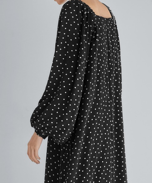 JOIEVE ドット ワンピース マーメイドスカート スクエアネック ワンピース JOIEVE ドット ワンピース マーメイドスカート スクエアネック