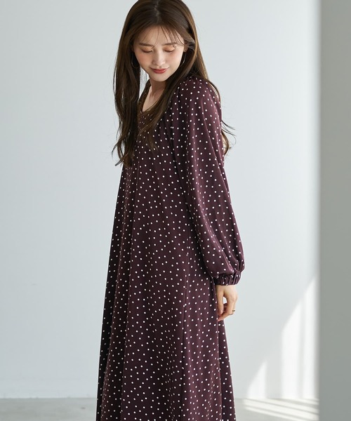 ドット柄スクエアネックワンピ―ス（ワンピース）｜STYLE DELI