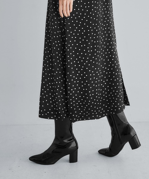 STYLE DELI（スタイルデリ）の「ドット柄スクエアネックワンピ―ス（ワンピース・レディース・ブラウン系その他/ブラック・02/01）」の5枚目の写真