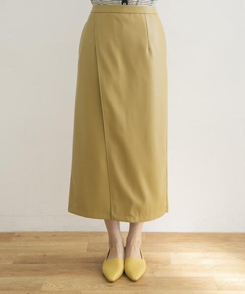 URBAN RESEARCH（アーバンリサーチ）の「フェイクレザーラップ風タイトスカート（スカート・レディース・ダークブラウン/イエロー・38/36）」の3枚目の写真