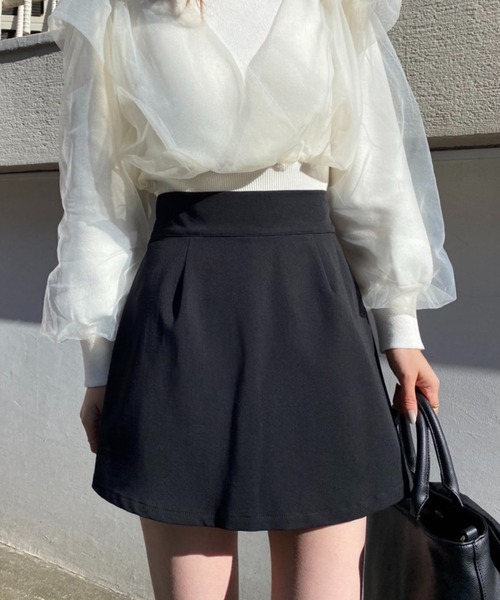 one after another NICE CLAUP(ワンアフターアナザーナイスクラップ)の「着回し優秀アイテム!ミニキュロットスカート(スカート・レディース・ブラック/ブラック系その他/ベージュ・FREE)」の1枚目の写真