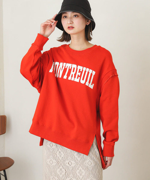 SENSE OF PLACE by URBAN RESEARCH（センスオブプレイスバイアーバンリサーチ）の「2WAYロゴスウェットシャツ（スウェット・レディース・オフホワイト/ネイビー/オレンジ・ONE）」の4枚目の写真