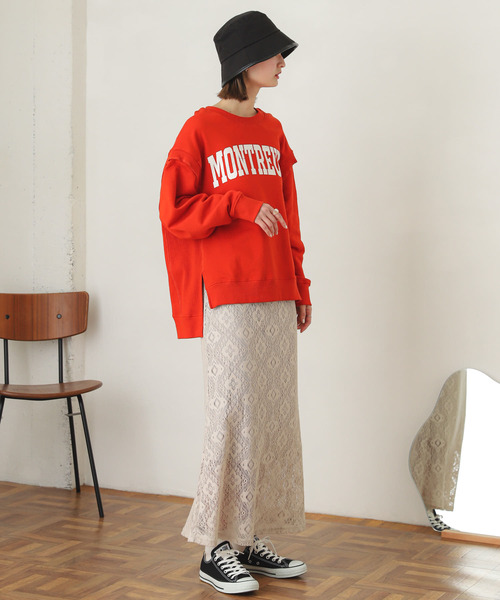 SENSE OF PLACE by URBAN RESEARCH（センスオブプレイスバイアーバンリサーチ）の「2WAYロゴスウェットシャツ（スウェット・レディース・オフホワイト/ネイビー/オレンジ・ONE）」の20枚目の写真