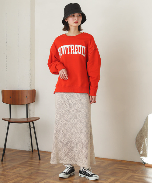 SENSE OF PLACE by URBAN RESEARCH（センスオブプレイスバイアーバンリサーチ）の「2WAYロゴスウェットシャツ（スウェット・レディース・オフホワイト/ネイビー/オレンジ・ONE）」の5枚目の写真