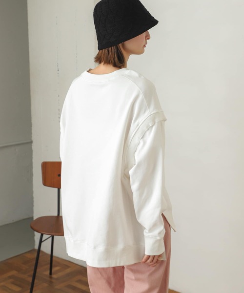 SENSE OF PLACE by URBAN RESEARCH（センスオブプレイスバイアーバンリサーチ）の「2WAYロゴスウェットシャツ（スウェット・レディース・オフホワイト/ネイビー/オレンジ・ONE）」の21枚目の写真