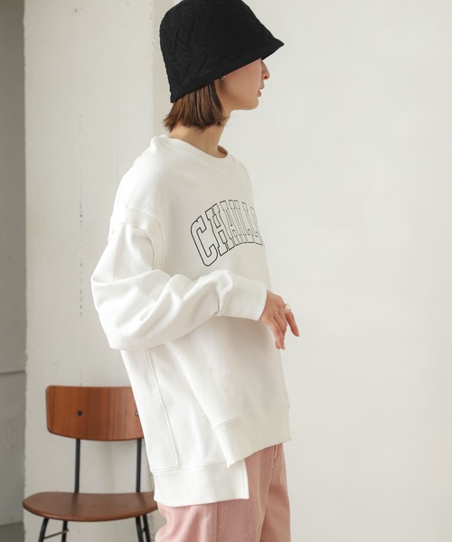 SENSE OF PLACE by URBAN RESEARCH（センスオブプレイスバイアーバンリサーチ）の「2WAYロゴスウェットシャツ（スウェット・レディース・オフホワイト/ネイビー/オレンジ・ONE）」の6枚目の写真