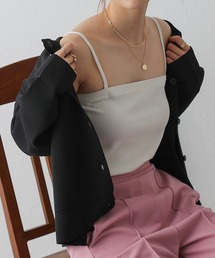 カップ付リブクロップドチューブトップ/キャミソール