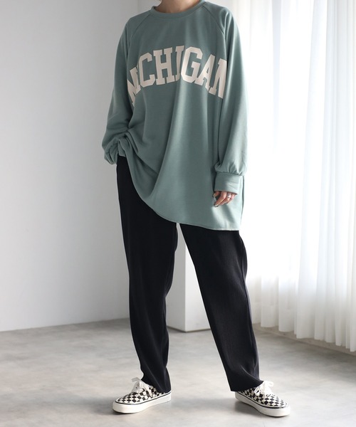 amini(アミニ)の「プリーツテーパードパンツ(スラックス・レディース・ライム/オレンジ/パープル/ブラック/ブルー/グリーン・MEDIUM)」の7枚目の写真
