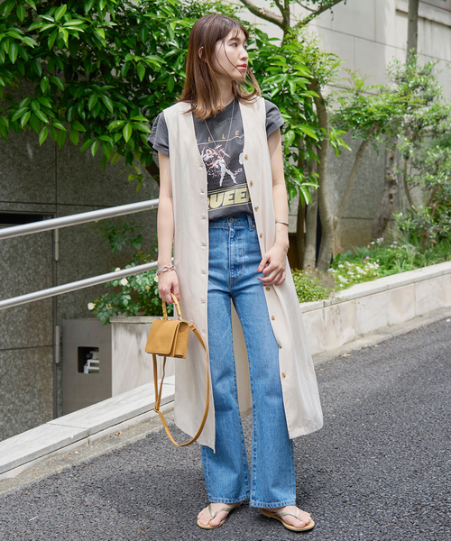 JOURNAL STANDARD（ジャーナルスタンダード）の「リネンブレンドロングジレワンピース（ワンピース・レディース・ベージュ/ブラック・FREE）」の10枚目の写真