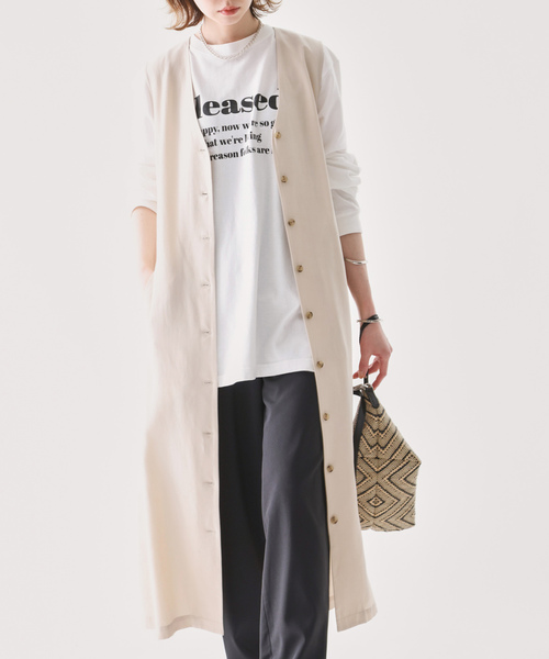 JOURNAL STANDARD（ジャーナルスタンダード）の「リネンブレンドロングジレワンピース（ワンピース・レディース・ベージュ/ブラック・FREE）」の14枚目の写真