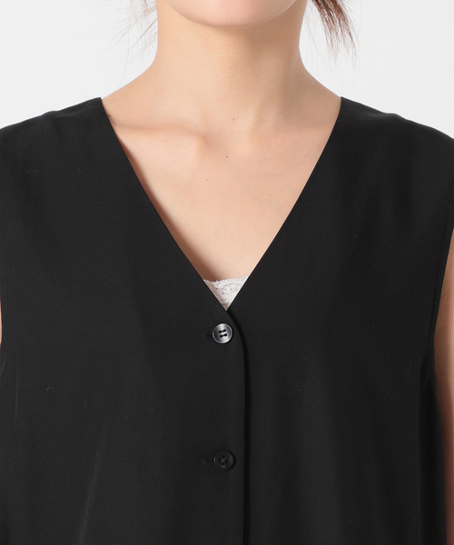 JOURNAL STANDARD（ジャーナルスタンダード）の「リネンブレンドロングジレワンピース（ワンピース・レディース・ベージュ/ブラック・FREE）」の20枚目の写真