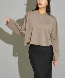 クロップドダメージミニ裏毛トップスカットソー