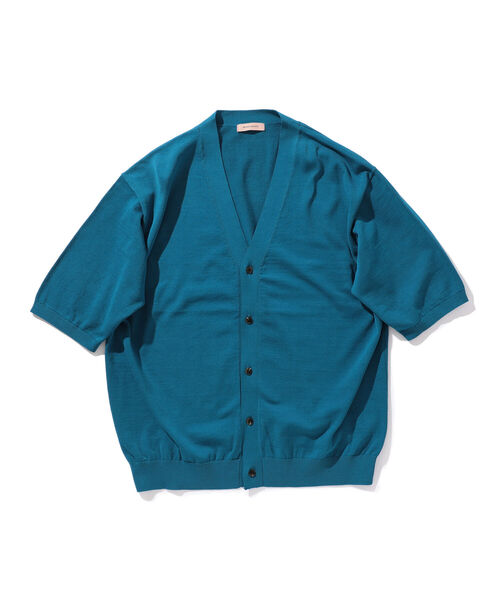 BEAMS LIGHTS（ビームスライツ）の「BEAMS LIGHTS / ハーフスリーブ カーディガン（カーディガン/ボレロ・メンズ・ターコイズブルー/ブラック・M/L/S）」の9枚目の写真