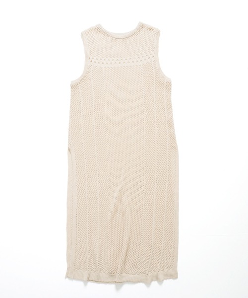 Crisp（クリスプ）の「メッシュロングニットワンピース（ワンピース・レディース・カーキ/アイボリー・FREE）」の20枚目の写真