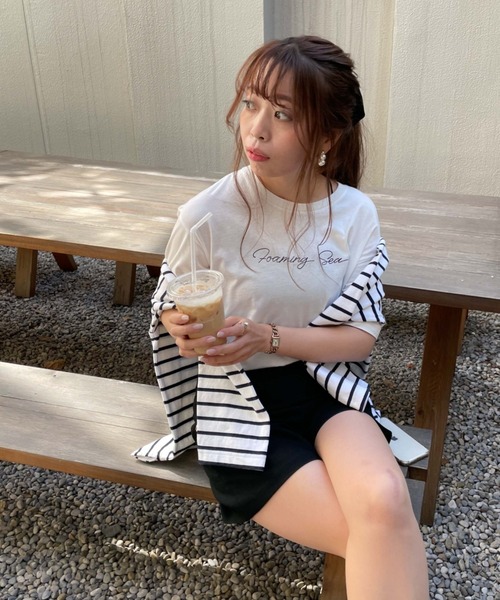 WEGO（ウィゴー）の「WEGO/【WEB限定】ドロップショルダープリントロゴTシャツ（Tシャツ/カットソー・レディース・ホワイト/ブラック/ホワイト系その他/ライトピンク/ライトベージュ・FREE）」の18枚目の写真