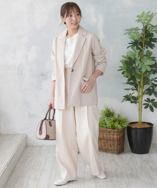 sango(sango)の「タックセンタープレスパンツ(スラックス・レディース・イエロー/ベージュ/アイボリー・FREE)」の9枚目の写真