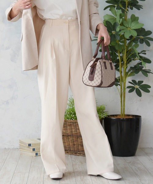 sango(sango)の「タックセンタープレスパンツ(スラックス・レディース・イエロー/ベージュ/アイボリー・FREE)」の12枚目の写真