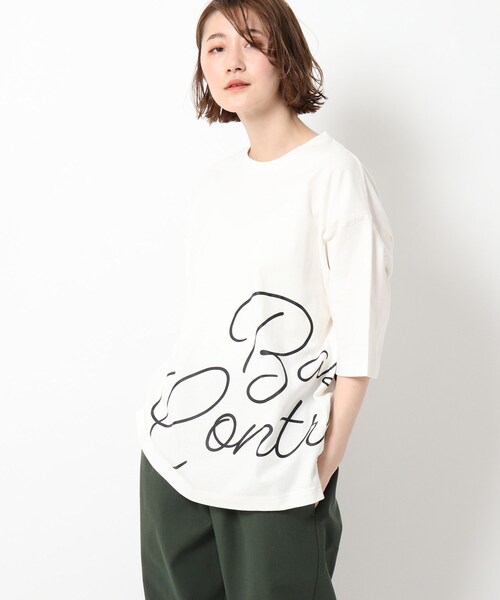 BASECONTROL(ベースコントロール)の「◆ロゴグラフィックバリエーション コットン天竺 半袖Tシャツ(Tシャツ/カットソー・レディース・アイボリー/ブラック系/ブラック系1/ベージュ系/ベージュ系1/アイボリー系/アイボリー系1/ブルー系5/ブルー系6/ライトブルー/ブラック/ベージュ・99)」の9枚目の写真