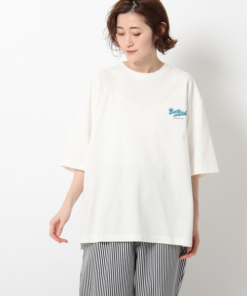 BASECONTROL(ベースコントロール)の「◆ロゴグラフィックバリエーション コットン天竺 半袖Tシャツ(Tシャツ/カットソー・レディース・アイボリー/ブラック系/ブラック系1/ベージュ系/ベージュ系1/アイボリー系/アイボリー系1/ブルー系5/ブルー系6/ライトブルー/ブラック/ベージュ・99)」の13枚目の写真