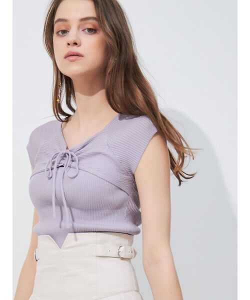 MERCURYDUO（マーキュリーデュオ）の「2WAYリボンコンパクトニット（ニット/セーター・レディース・オフホワイト/ブラック/ブルー/ラベンダー・FREE）」の4枚目の写真