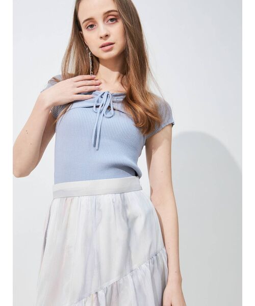 MERCURYDUO（マーキュリーデュオ）の「2WAYリボンコンパクトニット（ニット/セーター・レディース・オフホワイト/ブラック/ブルー/ラベンダー・FREE）」の5枚目の写真