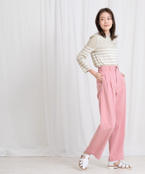 SALE Leminor（ルミノア）七分袖　ピンクとホワイトのボーダー ルミノア Le minor ボーダー カットソー 2025SS 七分袖