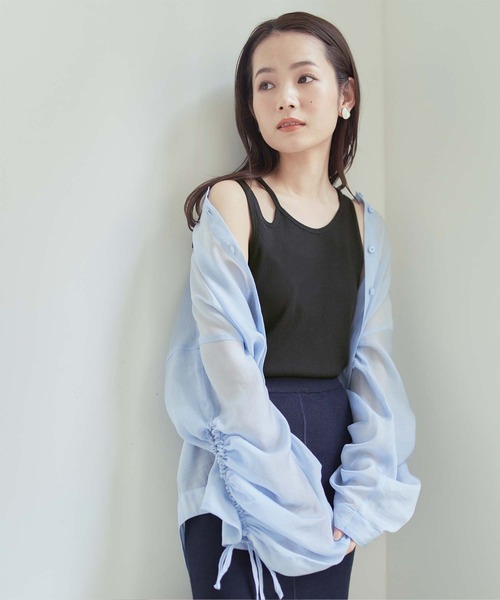 titivate（ティティベイト）の「ﾌﾞﾗｶｯﾌﾟ付きｱｼﾝﾒﾄﾘｰﾀﾝｸﾄｯﾌﾟ（タンクトップ・レディース・グリーン/キャメル/ブラック・S/M/L）」の16枚目の写真