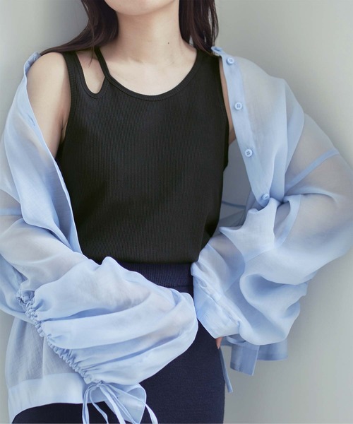 titivate（ティティベイト）の「ﾌﾞﾗｶｯﾌﾟ付きｱｼﾝﾒﾄﾘｰﾀﾝｸﾄｯﾌﾟ（タンクトップ・レディース・グリーン/キャメル/ブラック・S/M/L）」の19枚目の写真