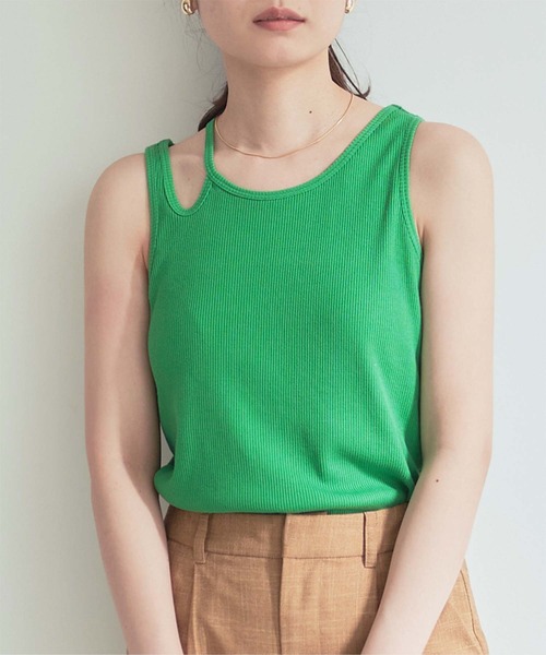 titivate（ティティベイト）の「ﾌﾞﾗｶｯﾌﾟ付きｱｼﾝﾒﾄﾘｰﾀﾝｸﾄｯﾌﾟ（タンクトップ・レディース・グリーン/キャメル/ブラック・S/M/L）」の14枚目の写真