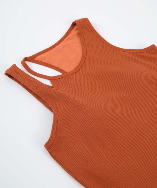 titivate（ティティベイト）の「ﾌﾞﾗｶｯﾌﾟ付きｱｼﾝﾒﾄﾘｰﾀﾝｸﾄｯﾌﾟ（タンクトップ・レディース・グリーン/キャメル/ブラック・S/M/L）」の7枚目の写真