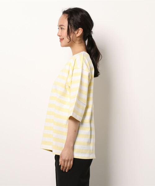 Samansa Mos2（サマンサ モスモス）の「ボーダーTシャツ（Tシャツ/カットソー・レディース・ブラック/レッド/イエロー/ブルー・ﾌﾘ-）」の5枚目の写真