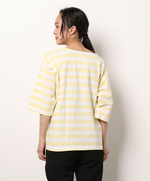 Samansa Mos2（サマンサ モスモス）の「ボーダーTシャツ（Tシャツ/カットソー・レディース・ブラック/レッド/イエロー/ブルー・ﾌﾘ-）」の6枚目の写真