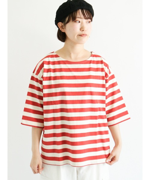 Samansa Mos2（サマンサ モスモス）の「ボーダーTシャツ（Tシャツ/カットソー・レディース・ブラック/レッド/イエロー/ブルー・ﾌﾘ-）」の4枚目の写真