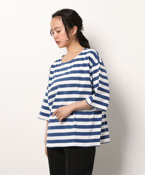 Samansa Mos2（サマンサ モスモス）の「ボーダーTシャツ（Tシャツ/カットソー・レディース・ブラック/レッド/イエロー/ブルー・ﾌﾘ-）」の9枚目の写真