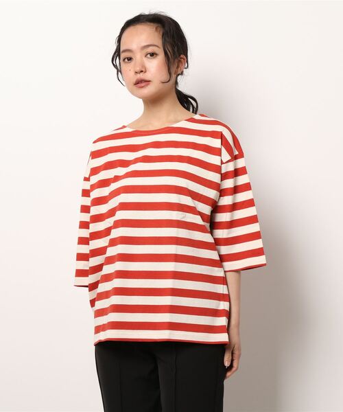 Samansa Mos2（サマンサ モスモス）の「ボーダーTシャツ（Tシャツ/カットソー・レディース・ブラック/レッド/イエロー/ブルー・ﾌﾘ-）」の10枚目の写真