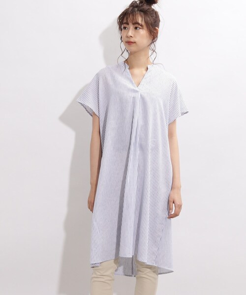 SHOO・LA・RUE(シューラルー)の「◆【洗濯機可/麻混/ドライタッチ】フレンチリネンスキッパーワンピース(ワンピース・レディース・ブラック/イエロー/ブルー/ブラック系1/ブラック系2/サックスブルー系2・00)」の7枚目の写真