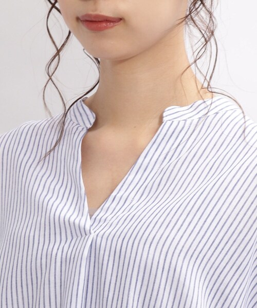 SHOO・LA・RUE(シューラルー)の「◆【洗濯機可/麻混/ドライタッチ】フレンチリネンスキッパーワンピース(ワンピース・レディース・ブラック/イエロー/ブルー/ブラック系1/ブラック系2/サックスブルー系2・00)」の10枚目の写真