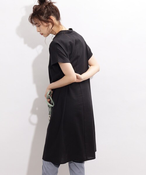 SHOO・LA・RUE(シューラルー)の「◆【洗濯機可/麻混/ドライタッチ】フレンチリネンスキッパーワンピース(ワンピース・レディース・ブラック/イエロー/ブルー/ブラック系1/ブラック系2/サックスブルー系2・00)」の16枚目の写真