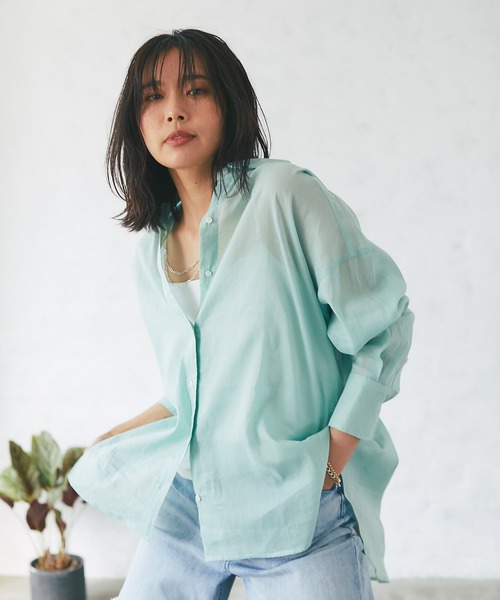 RIVE DROITE（リヴドロワ）の「綿麻バックシャンシャツ（シャツ/ブラウス・レディース・ブラック/ミント・FREE）」の3枚目の写真