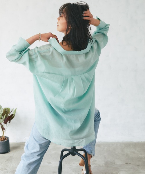 RIVE DROITE（リヴドロワ）の「綿麻バックシャンシャツ（シャツ/ブラウス・レディース・ブラック/ミント・FREE）」の16枚目の写真