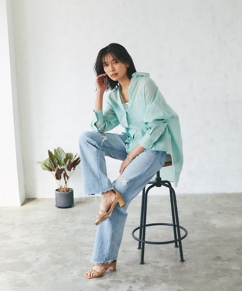 RIVE DROITE（リヴドロワ）の「綿麻バックシャンシャツ（シャツ/ブラウス・レディース・ブラック/ミント・FREE）」の10枚目の写真