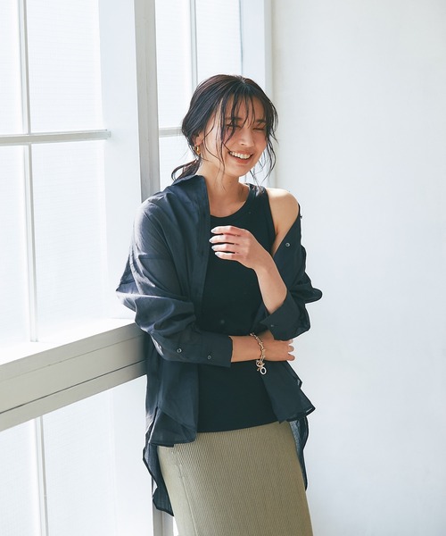 RIVE DROITE（リヴドロワ）の「綿麻バックシャンシャツ（シャツ/ブラウス・レディース・ブラック/ミント・FREE）」の20枚目の写真