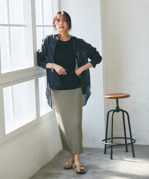 RIVE DROITE（リヴドロワ）の「綿麻バックシャンシャツ（シャツ/ブラウス・レディース・ブラック/ミント・FREE）」の12枚目の写真