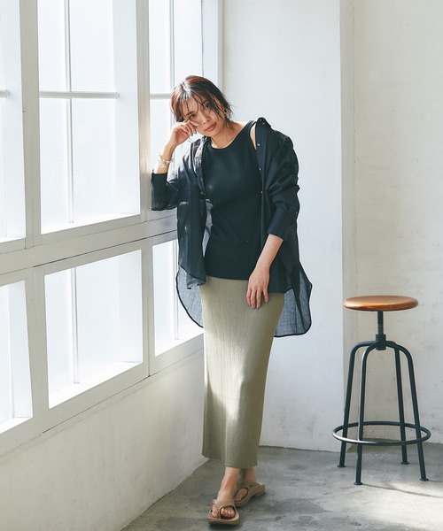 RIVE DROITE（リヴドロワ）の「綿麻バックシャンシャツ（シャツ/ブラウス・レディース・ブラック/ミント・FREE）」の8枚目の写真